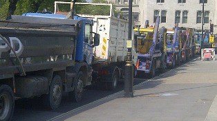 Traffic was brought to a standstill until police removed the protestors at around lunch time (picture credit: ITV News)
